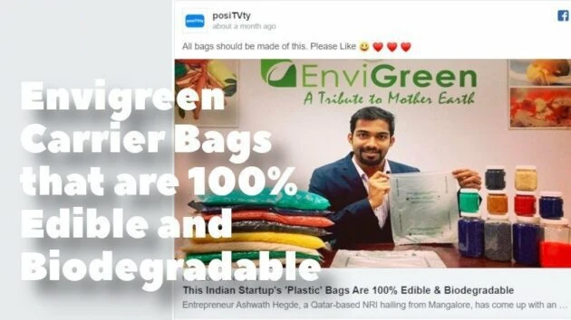 Envigreen Carrier Bags that are 100% Edible and Biodegradable